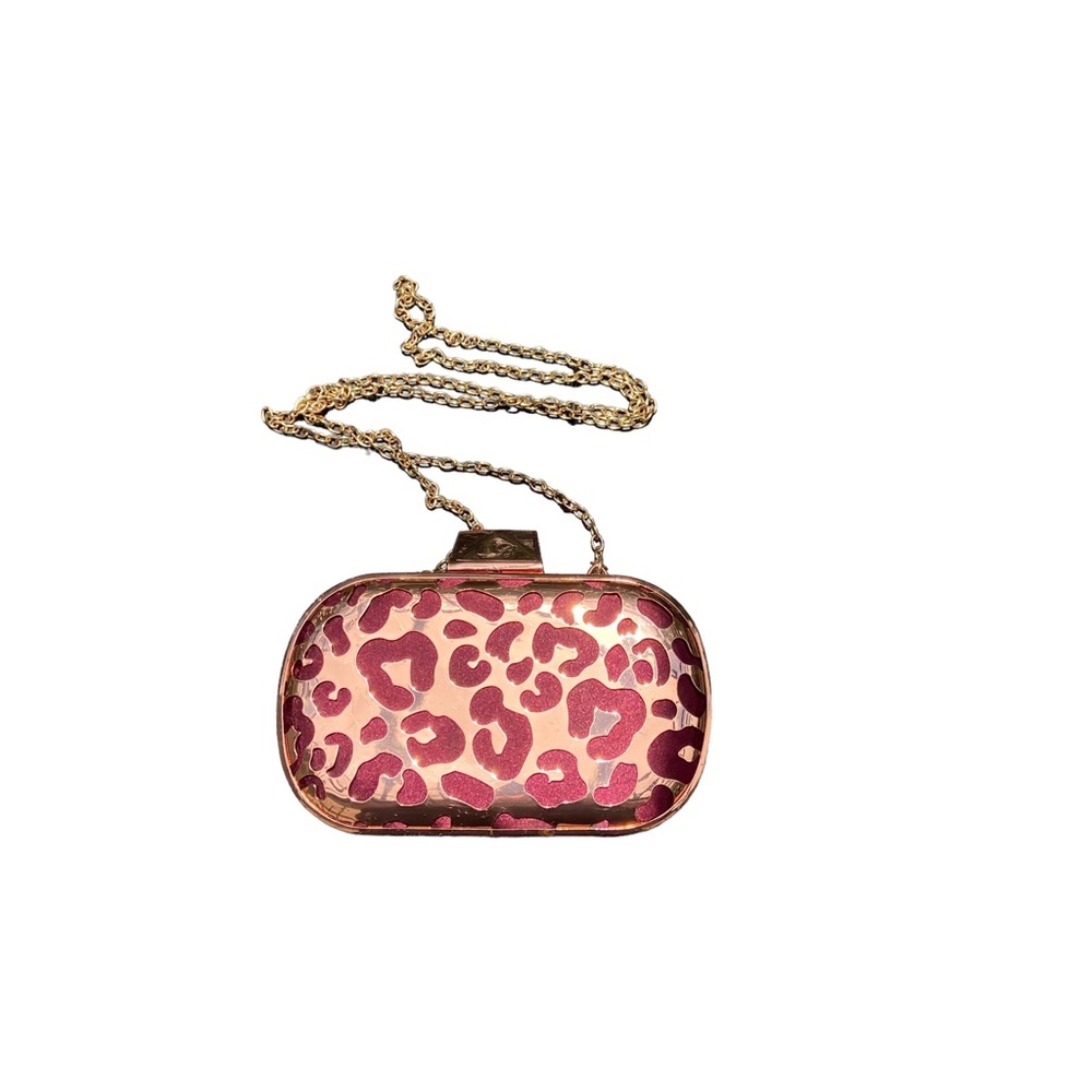 Belle by Badgley Mischka Brown Satin and Gold Overlay Clutch
